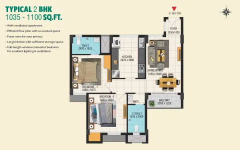 1 BHK Floor Plan Guduvanchery